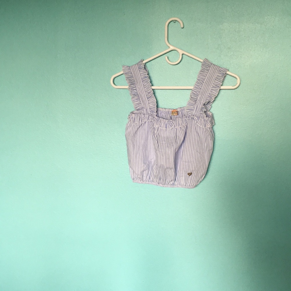 Blue and white striped crop top
